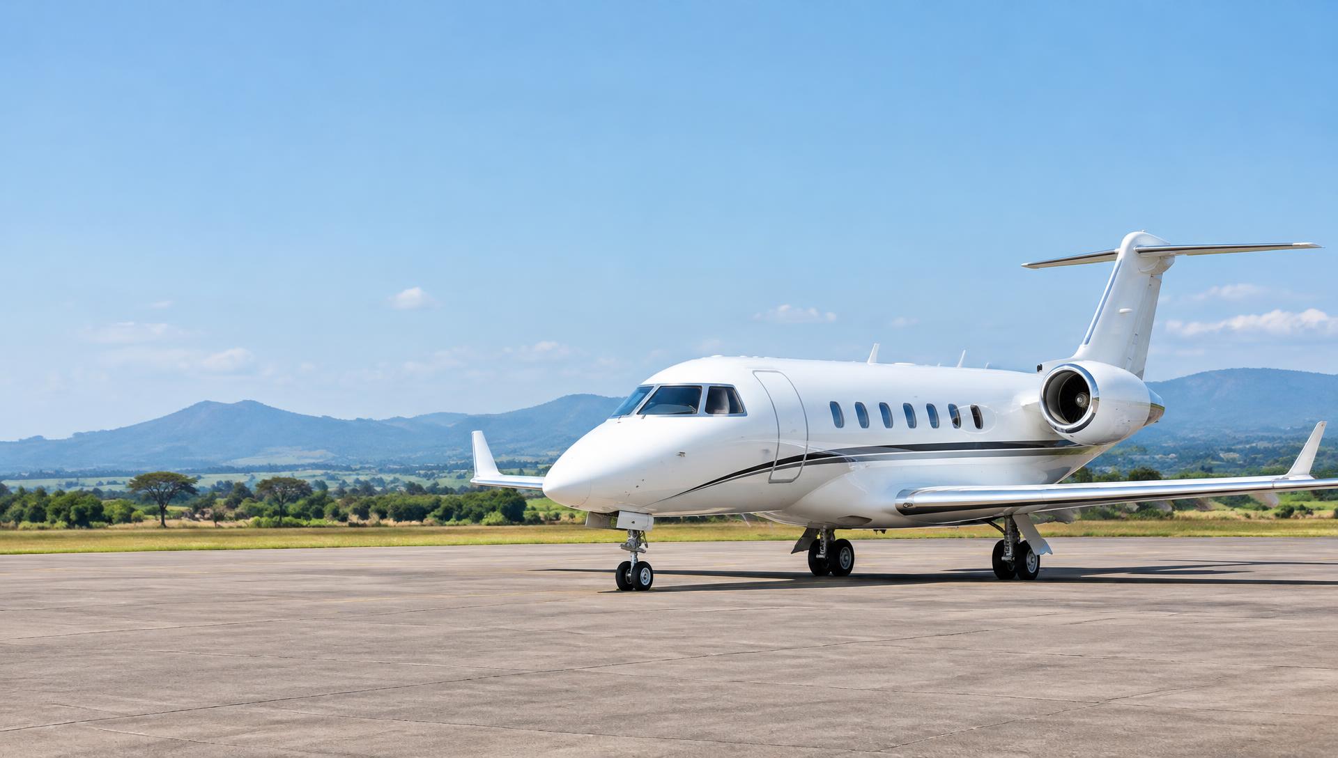 Illustrative private jet at an African airport