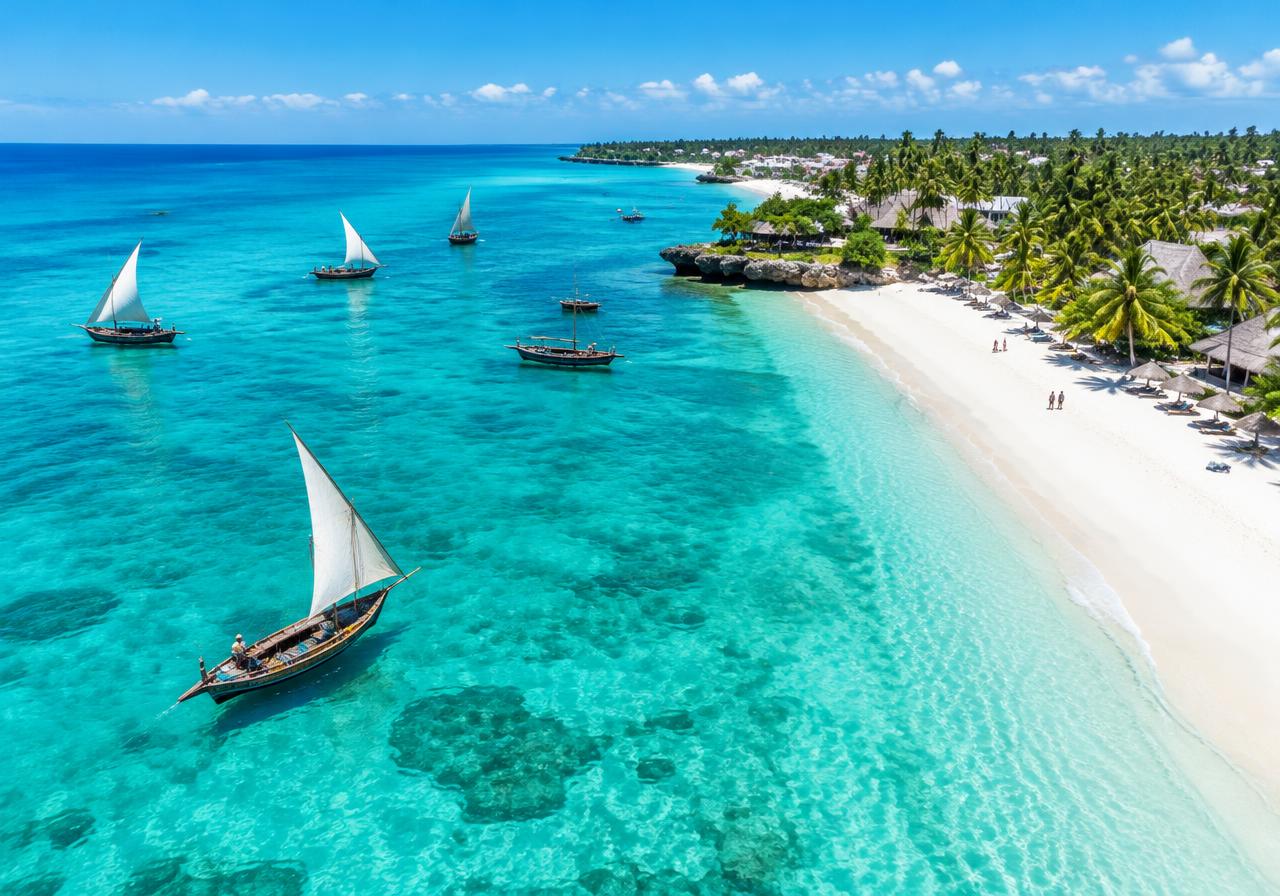Zanzibar beach and turquoise lagoon